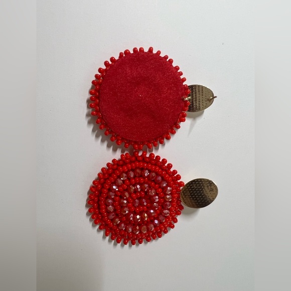 Red Boho Chic Dangle Earrings - Trendy Beaded Dangle Earrings for woman - Picture 7 of 8